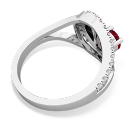 Lab Ruby Nestled Heart Keepsake 14K White Gold ring R5650