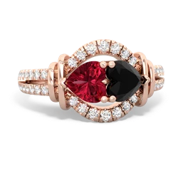 Lab Ruby Art-Deco Keepsake 14K Rose Gold ring R5630