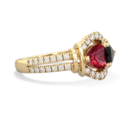 Lab Ruby Art-Deco Keepsake 14K Yellow Gold ring R5630