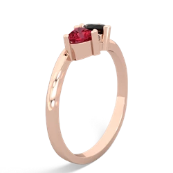 Lab Ruby Sweethearts 14K Rose Gold ring R5260