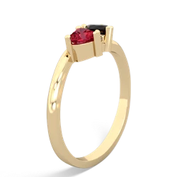 Lab Ruby Sweethearts 14K Yellow Gold ring R5260