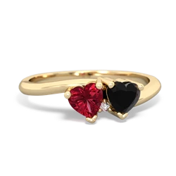 Lab Ruby Sweethearts 14K Yellow Gold ring R5260