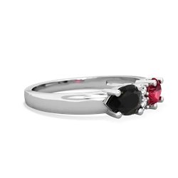 Lab Ruby Pear Bowtie 14K White Gold ring R0865