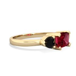 Lab Ruby Three Stone 14K Yellow Gold ring R5235