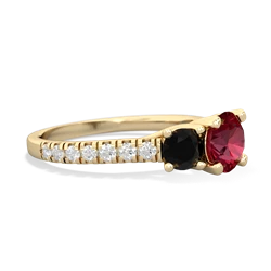 Lab Ruby Pave Trellis 14K Yellow Gold ring R5500