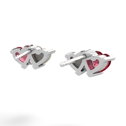 Lab Ruby Sweethearts 14K White Gold earrings E5260