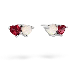 Lab Ruby Sweethearts 14K White Gold earrings E5260