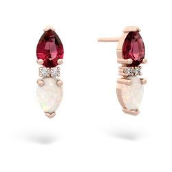 Lab Ruby Bowtie Drop 14K Rose Gold earrings E0865