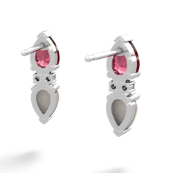 Lab Ruby Bowtie Drop 14K White Gold earrings E0865