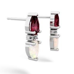 Lab Ruby Bowtie Drop 14K White Gold earrings E0865