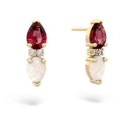 Lab Ruby Bowtie Drop 14K Yellow Gold earrings E0865