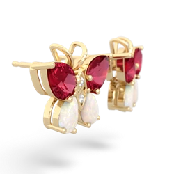 Lab Ruby Butterfly 14K Yellow Gold earrings E2215