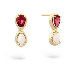 Lab Ruby Infinity 14K Yellow Gold earrings E5050