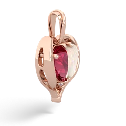 Lab Ruby Two Become One 14K Rose Gold pendant P5330