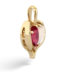 Lab Ruby Two Become One 14K Yellow Gold pendant P5330