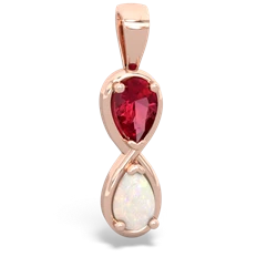 Lab Ruby Infinity 14K Rose Gold pendant P5050