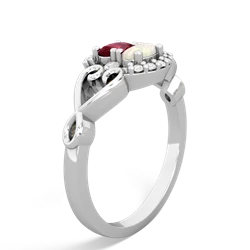 Lab Ruby Love Nest 14K White Gold ring R5860