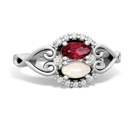 Lab Ruby Love Nest 14K White Gold ring R5860