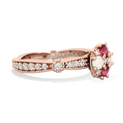 Lab Ruby Sparkling Tiara Cluster 14K Rose Gold ring R26293RD