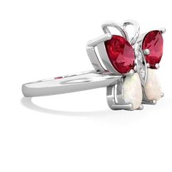 Lab Ruby Butterfly 14K White Gold ring R2215