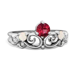 Lab Ruby Crown Keepsake 14K White Gold ring R5740