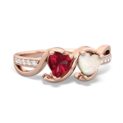 Lab Ruby Side By Side 14K Rose Gold ring R3090