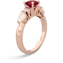 Lab Ruby 6Mm Round Eternal Embrace Engagement 14K Rose Gold ring R2005