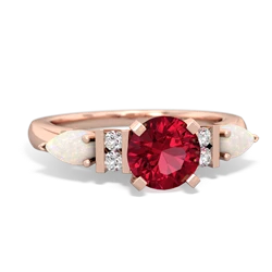 Lab Ruby 6Mm Round Eternal Embrace Engagement 14K Rose Gold ring R2005