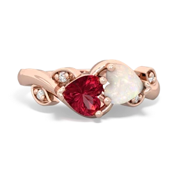 Lab Ruby Floral Elegance 14K Rose Gold ring R5790