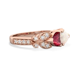 Lab Ruby Diamond Butterflies 14K Rose Gold ring R5601