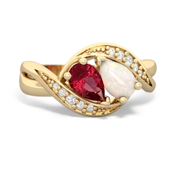 Lab Ruby Summer Winds 14K Yellow Gold ring R5342