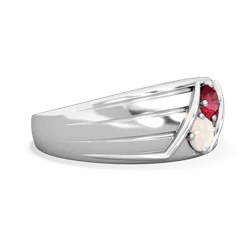 Lab Ruby Men's Streamline 14K White Gold ring R0460