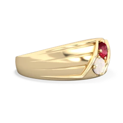 Lab Ruby Men's Streamline 14K Yellow Gold ring R0460