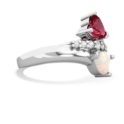 Lab Ruby Heart To Heart 14K White Gold ring R2064