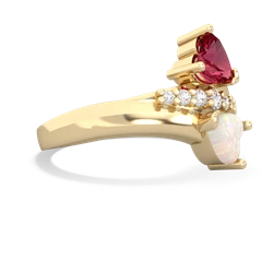 Lab Ruby Heart To Heart 14K Yellow Gold ring R2064