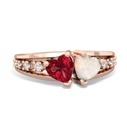 Lab Ruby Heart To Heart 14K Rose Gold ring R3342