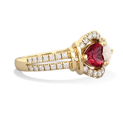 Lab Ruby Art-Deco Keepsake 14K Yellow Gold ring R5630