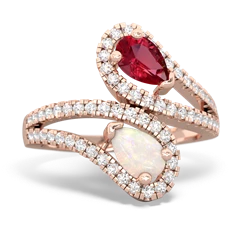 Lab Ruby Diamond Dazzler 14K Rose Gold ring R3000