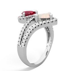 Lab Ruby Diamond Dazzler 14K White Gold ring R3000