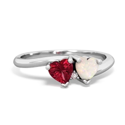 Lab Ruby Sweethearts 14K White Gold ring R5260