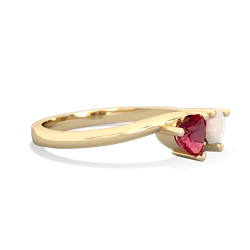 Lab Ruby Sweethearts 14K Yellow Gold ring R5260