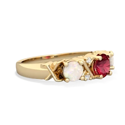 Lab Ruby Hugs And Kisses 14K Yellow Gold ring R5016