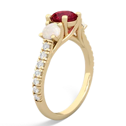 Lab Ruby Pave Trellis 14K Yellow Gold ring R5500