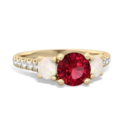 Lab Ruby Pave Trellis 14K Yellow Gold ring R5500