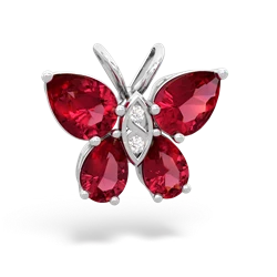 Lab Ruby Butterfly 14K White Gold pendant P2215