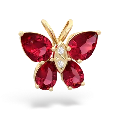 Lab Ruby Butterfly 14K Yellow Gold pendant P2215