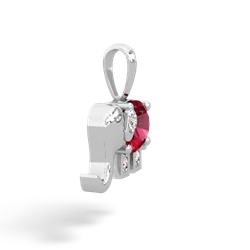 Lab Ruby Elephant 14K White Gold pendant P2555