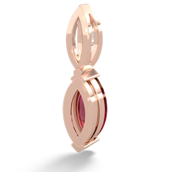 Lab Ruby Marquise Drop 14K Rose Gold pendant P5333