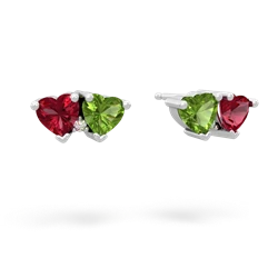 Lab Ruby Sweethearts 14K White Gold earrings E5260