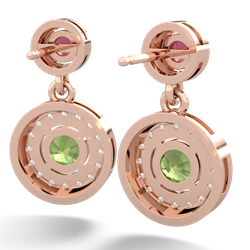 Lab Ruby Halo Dangle 14K Rose Gold earrings E5319